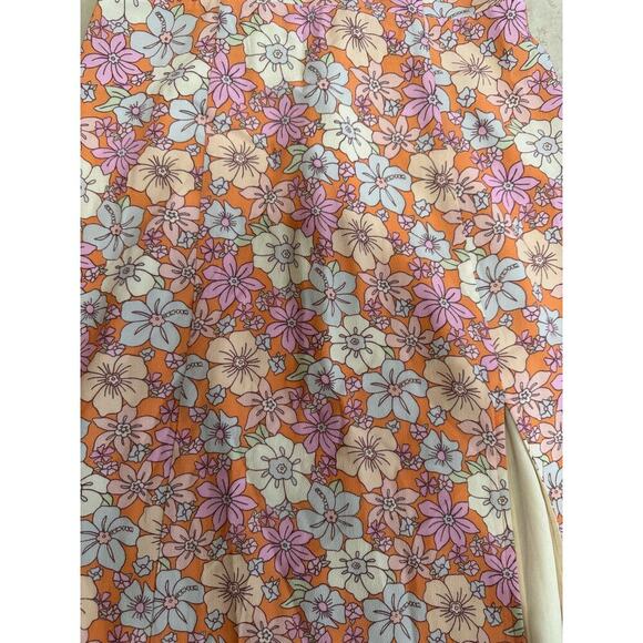 Aritzia Sunday Best Pastel Floral Dress Midi Thigh Slit Pink Orange Size Small - Picture 6 of 10